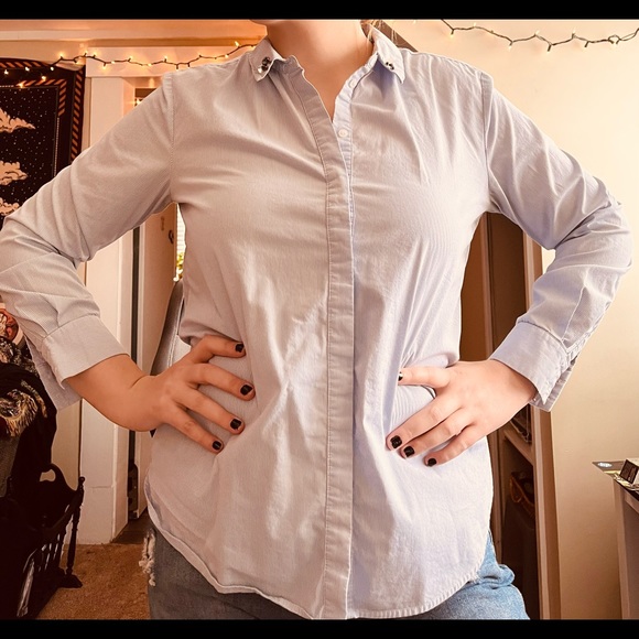 H&M Blue Pinstripe Button Up - Picture 6 of 6